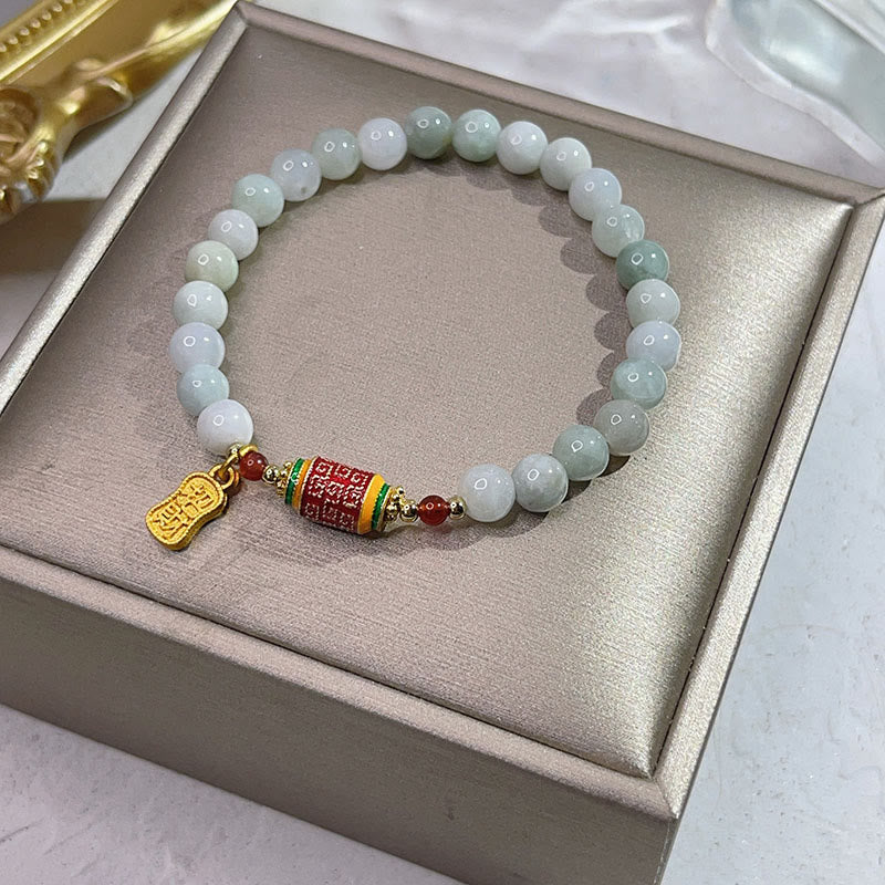 KarmaRipple's Tibetan Authentic Jade Fu Character Prayer Wheel Prosperity Abundance Bracelet p1