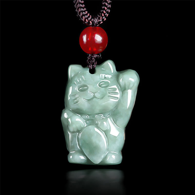 KarmaRipple's Fortunate Cat Jade Abundance Pendant Necklace p1