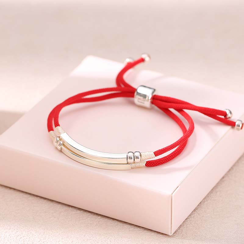 KarmaRipple's 925 Sterling Silver Red String Layered Braid Bracelet p1