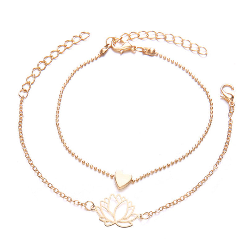 KarmaRipple's 2Pcs Lotus Flower Love Heart Enlightenment Bracelet p1