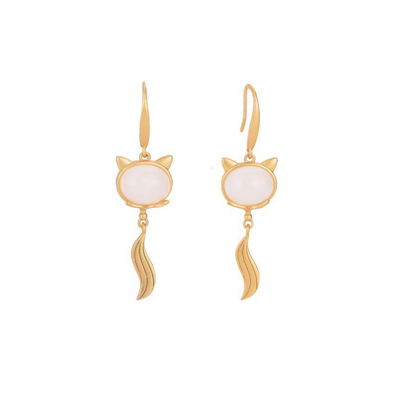 KarmaRipple's FengShui Ivory Jade Fox Fortune Earrings p1