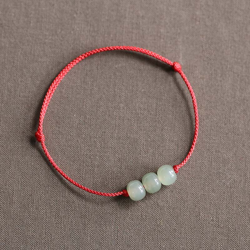 KarmaRipple's Three Beadwork Jade Fortune String Weave Bracelet p1