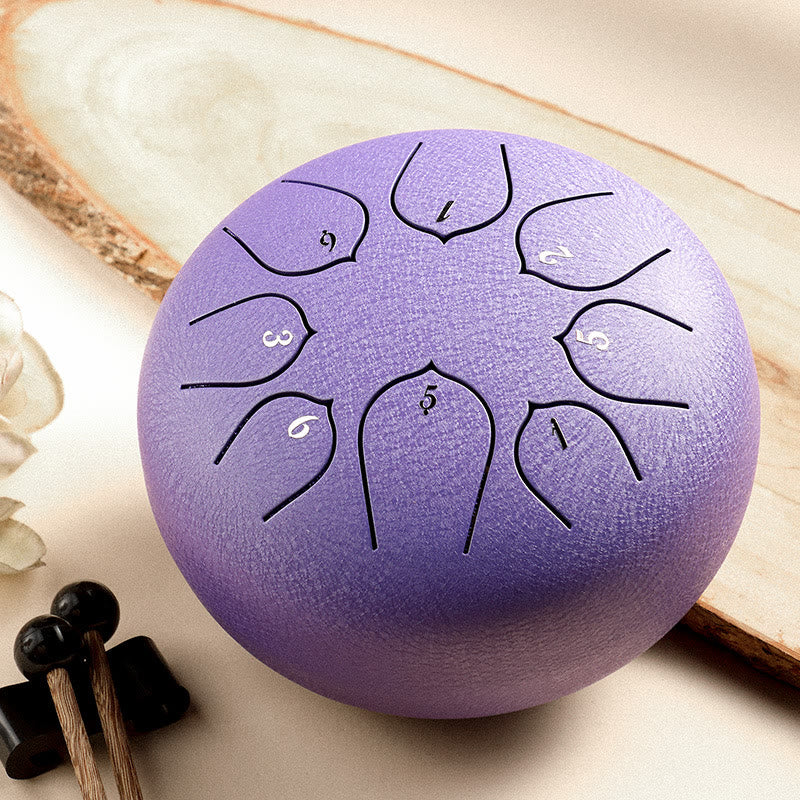 KarmaRipple's Steel Tongue Drum Sound Balancing Meditation Lotus Pattern Drum Kit 8 Note 6 Inch Percussion Instrument p1