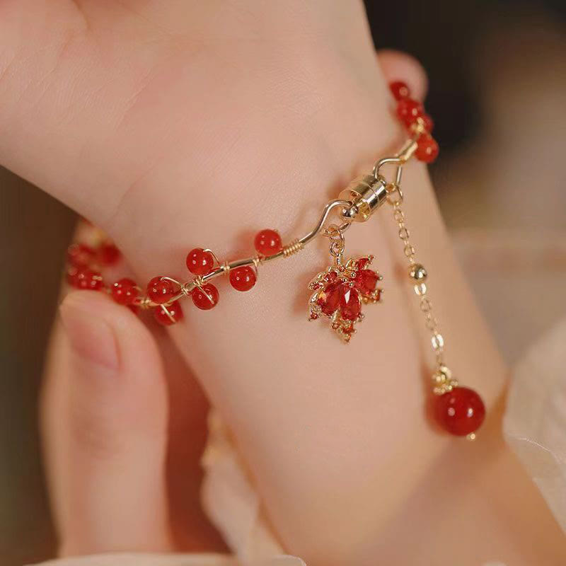 KarmaRipple's Red Maple Leaf Fortune Talisman Bracelet p1