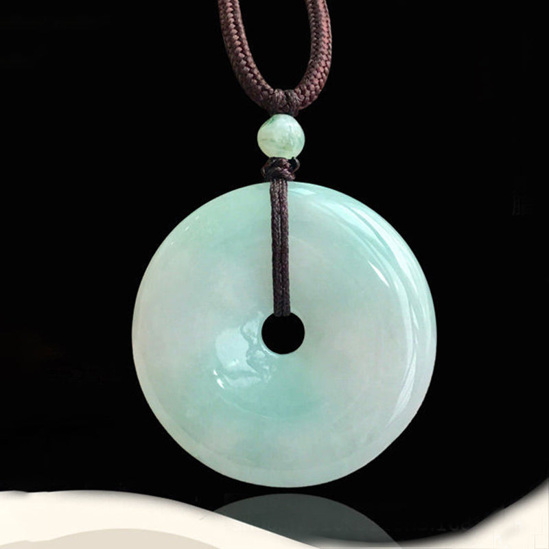 KarmaRipple's Round Jade String Fortune Pendant Necklace p1