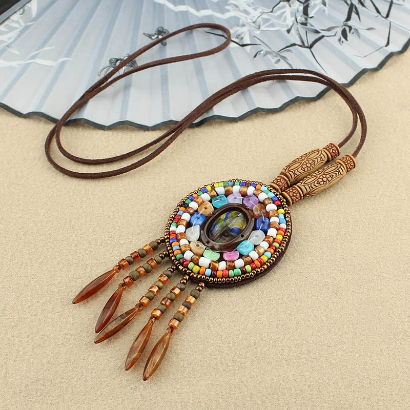 KarmaRipple's Mandala Pattern Beadwork Creativity Pendant Necklace p1