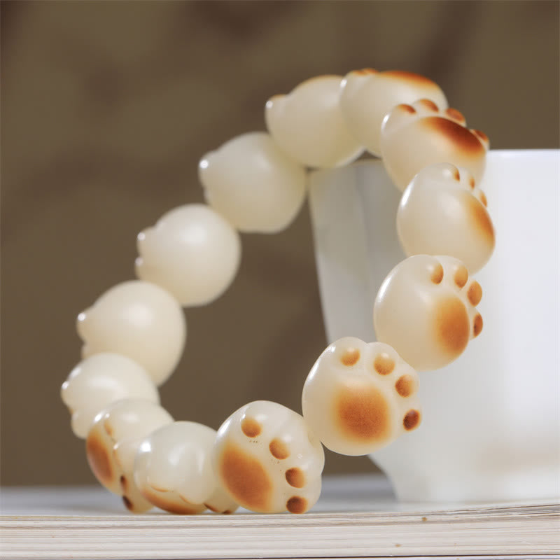 KarmaRipple's Cute Cat Paw Claw Bodhi Seed Peace Bracelet p1