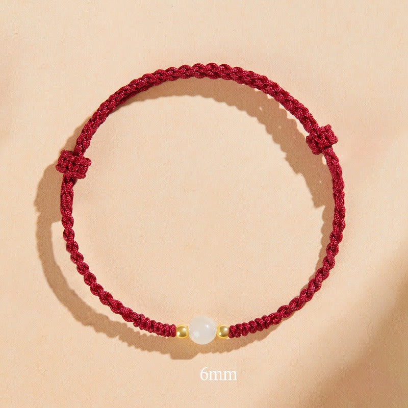 KarmaRipple's Handcrafted Round Jade Fortunate Bead Prosperity Woven Bracelet p1