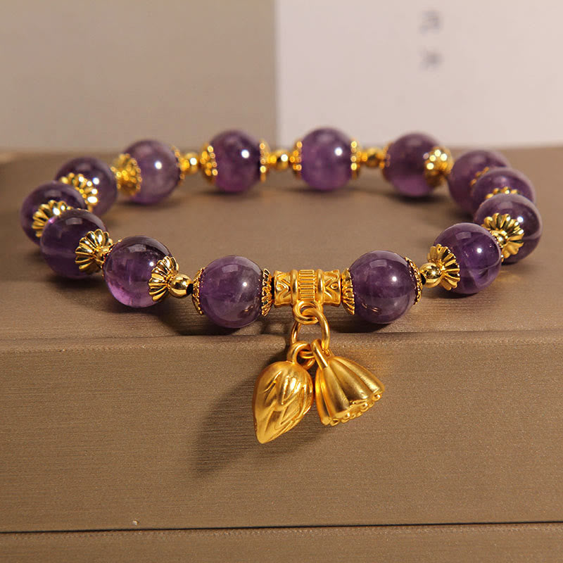 KarmaRipple's Authentic Amethyst Lotus Balancing Spiritual Bracelet p1