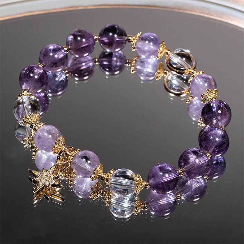 KarmaRipple's Authentic Amethyst Inner Peace Balancing Star Talisman Bracelet p1