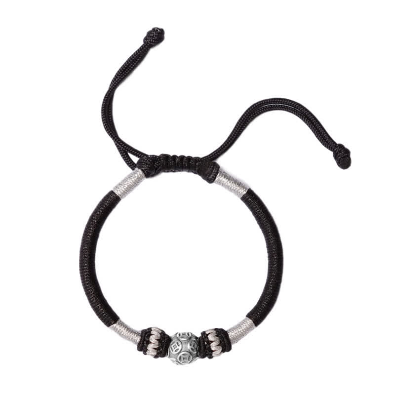 KarmaRipple's 999 Sterling Silver Round Bronze Coin Protection Fortune Beaded String Bracelet p7