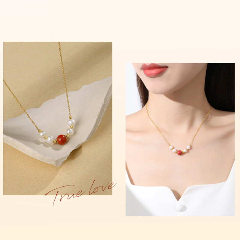 KarmaRipple's 925 Sterling Silver Pearl Cinnabar Sincerity Balancing Bead Chain Pendant Necklace p8