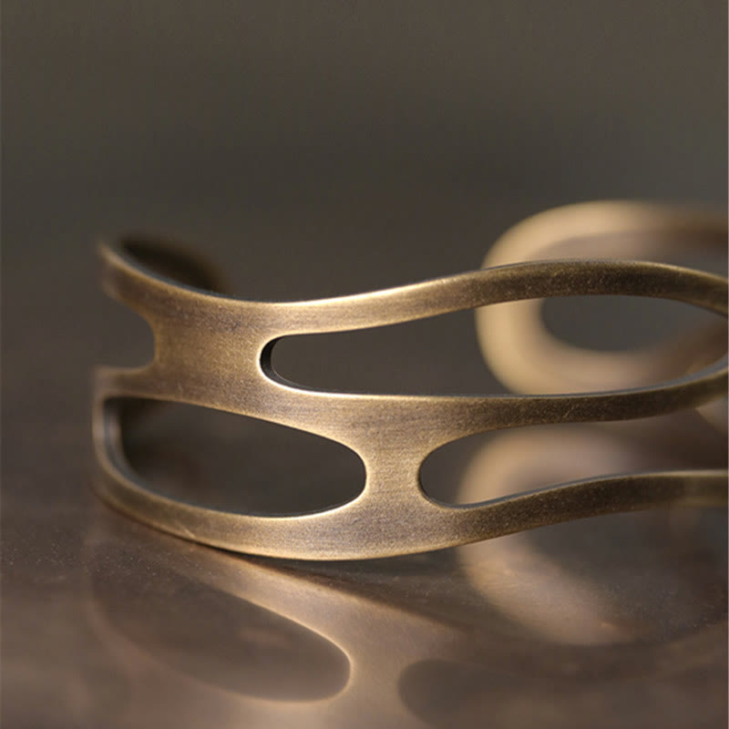 KarmaRipple's Vintage Curved Bronze Brass Wealth Adjustable Cuff Bracelet Bangle p4