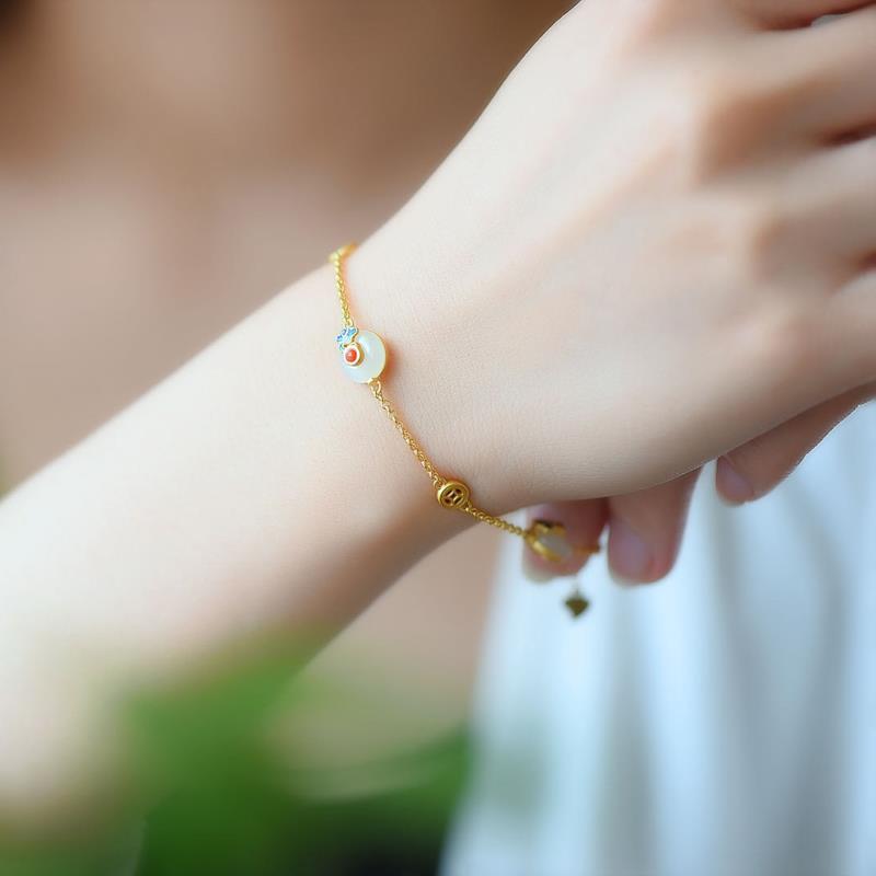 KarmaRipple's Peace Buckle Ivory Jade Fortune Bronze Bracelet p3