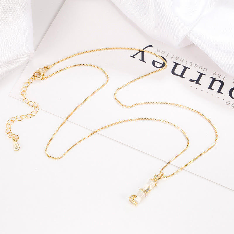 KarmaRipple's Chalcedony Bamboo Pattern Balance Pendant Necklace p7