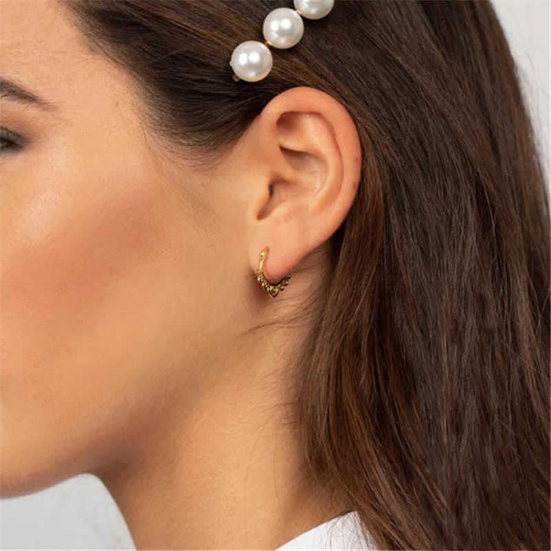 KarmaRipple's Round Lotus Flower Pattern Fortune Hoop Earrings p3