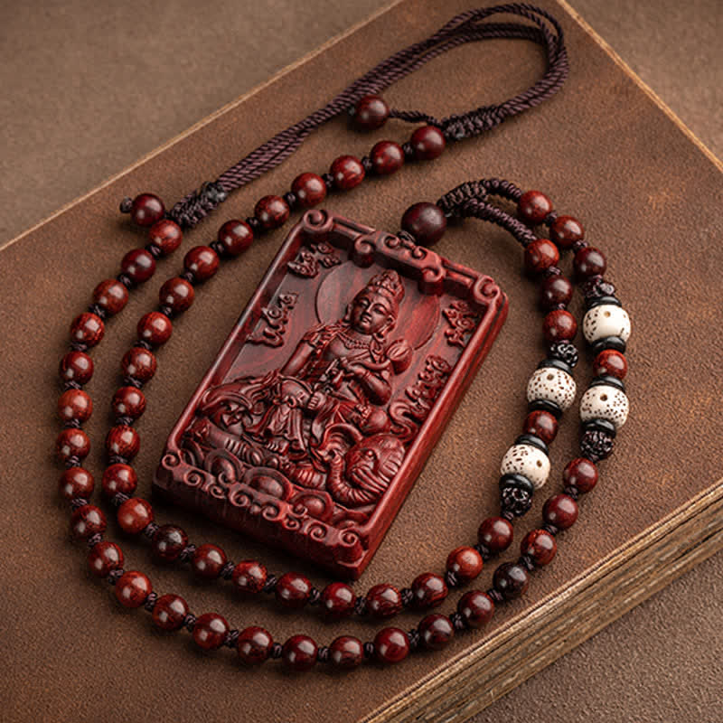KarmaRipple's Chinese Zodiac Natal Buddha Small Leaf Red Sandalwood Protection Pendant Necklace p14