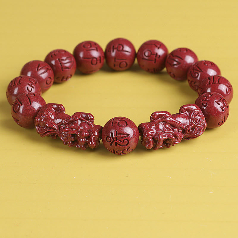 KarmaRipple's Authentic Double PiXiu Cinnabar Om Mani Padme Hum Wealth Fortune Bead Bracelet p30