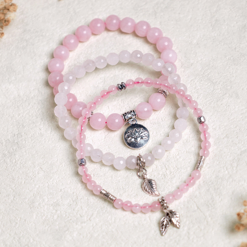 KarmaRipple's 3PCS Authentic Quartz Gemstone Beaded Balancing Energy Lotus Bracelet p22
