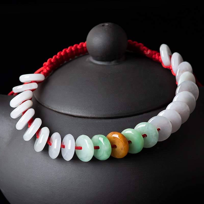 KarmaRipple's Round Jade Fortunate Red String Weave Bracelet p8