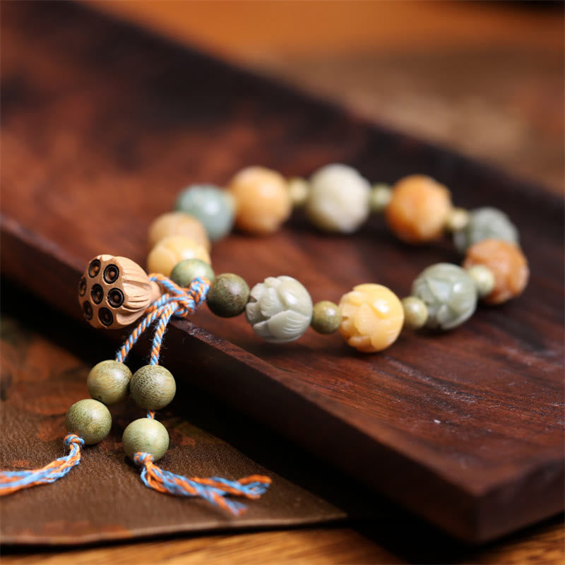 KarmaRipple's Bodhi Seed Lotus Green Sandalwood Wisdom Balance Bracelet p2