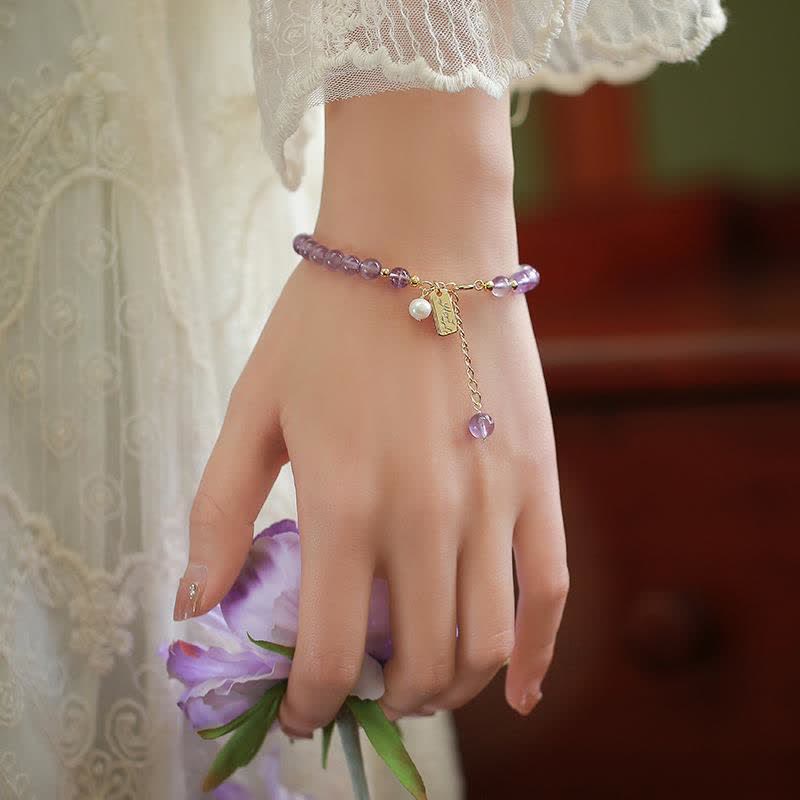 KarmaRipple's Authentic Amethyst Gemstone Relieves Stress Bracelet p2