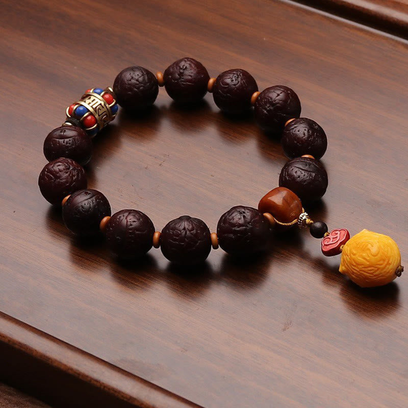 KarmaRipple's Tibetan Bodhi Seed Agate Bead Fortune Wealth Tassel Talisman Wrist Mala p20