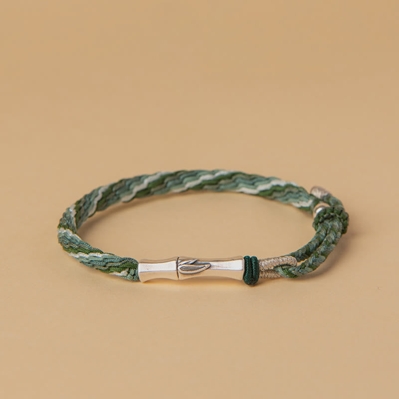 KarmaRipple's 925 Sterling Silver Bamboo Reincarnation Weave Fortune Protection String Bracelet p20