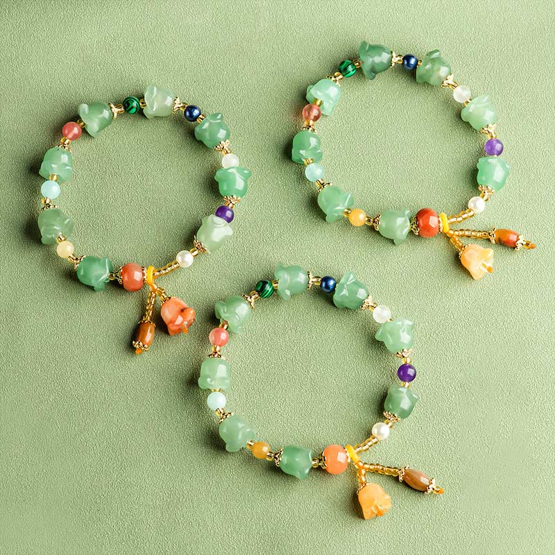 KarmaRipple's Green Aventurine Magnolia Flower Fortune Bracelet p9