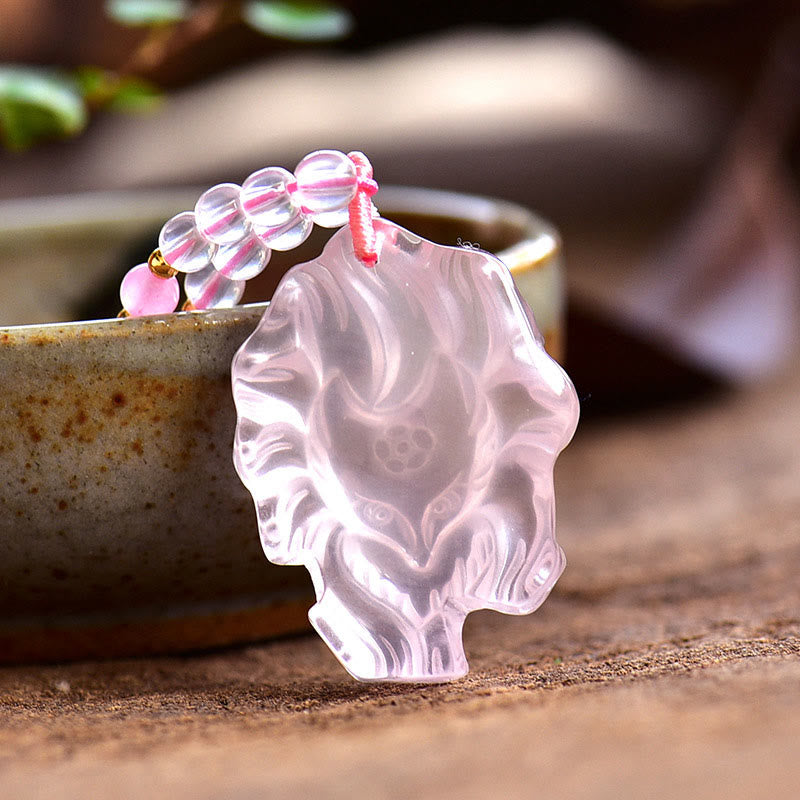 KarmaRipple's Authentic Pink Gemstone Nine Tailed Fox Love Pendant Necklace p3