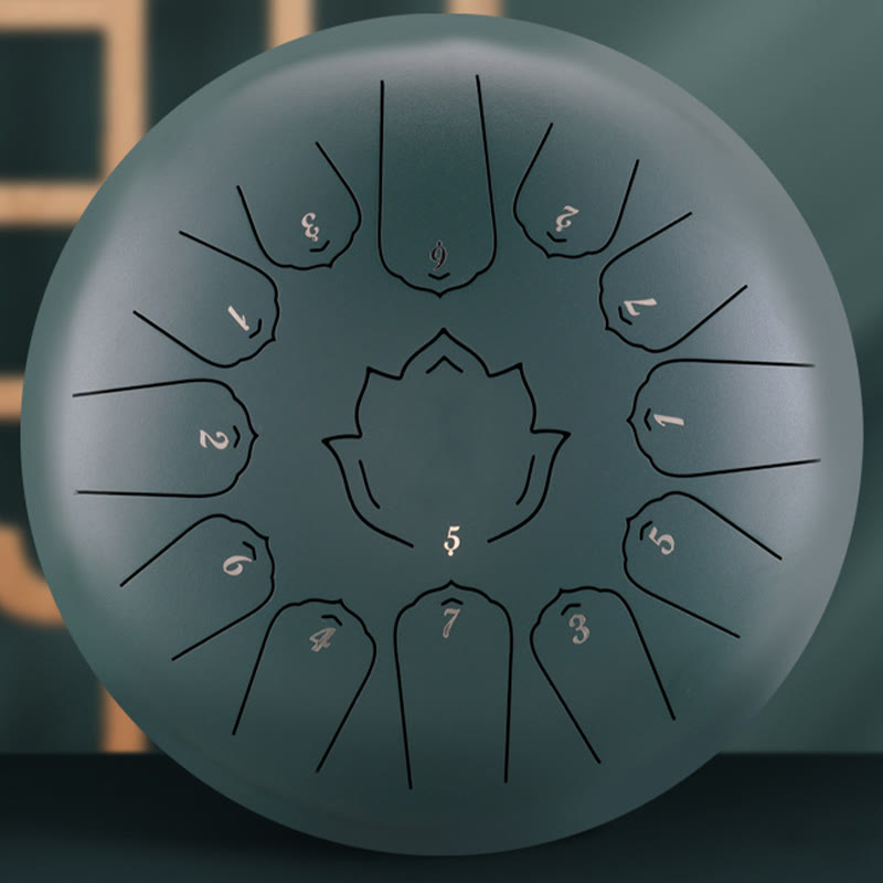 KarmaRipple's Steel Tongue Drum Sound Balancing Mindfulness Lotus Pattern Yoga Drum Kit 13 Note 12 Inch Percussion Instrument p9