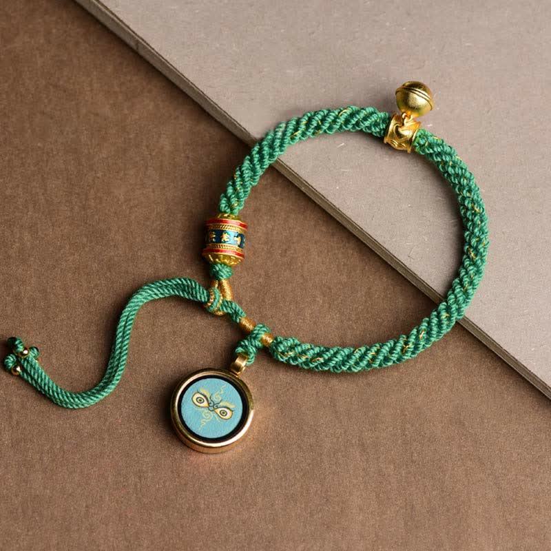 KarmaRipple's Tibetan Five God Of Wealth Thangka Fortune Prayer Wheel Bell Braid String Bracelet p6