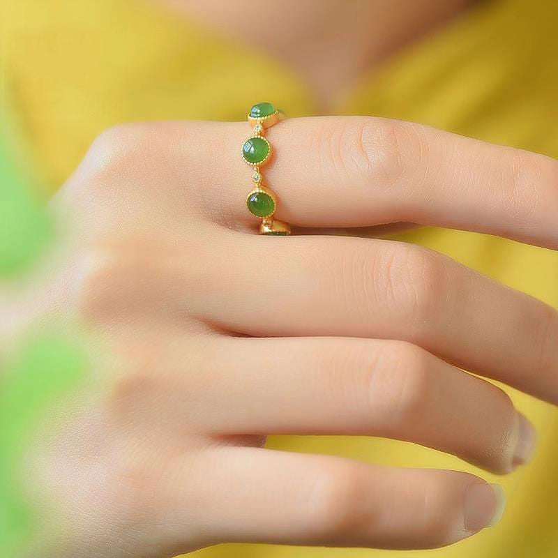 KarmaRipple's Cyan Jade Balancing Calm Adjustable Ring p4