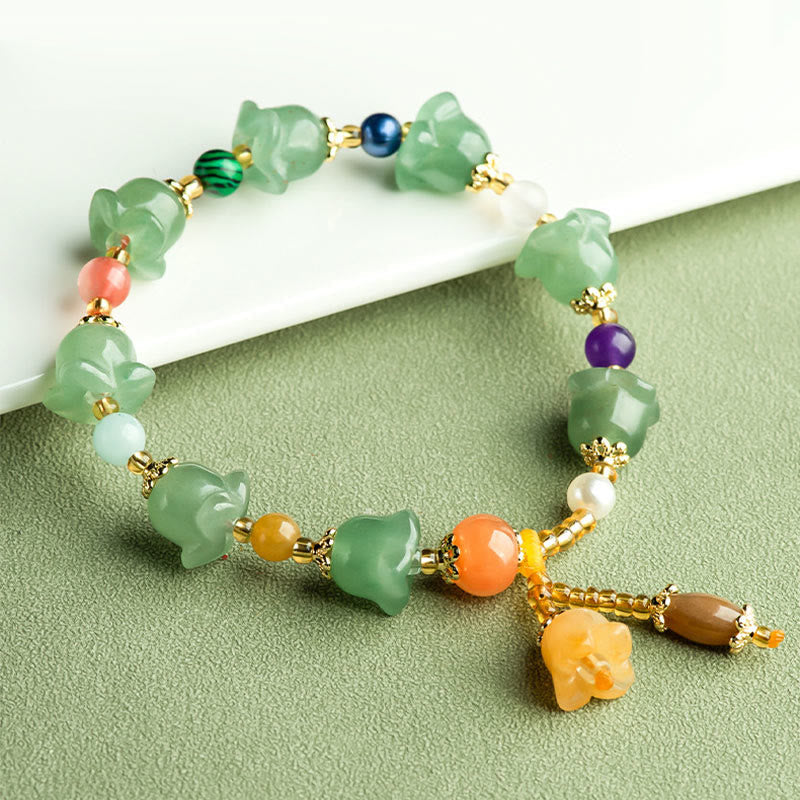 KarmaRipple's Green Aventurine Magnolia Flower Fortune Bracelet p4