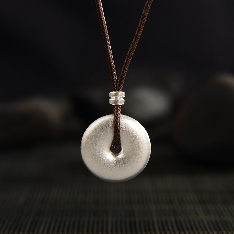 KarmaRipple's 999 Sterling Silver Round Peace Buckle Protection Pendant Necklace p2