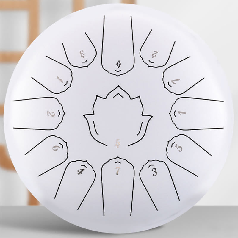 KarmaRipple's Steel Tongue Drum Sound Balancing Mindfulness Lotus Pattern Yoga Drum Kit 13 Note 12 Inch Percussion Instrument p7