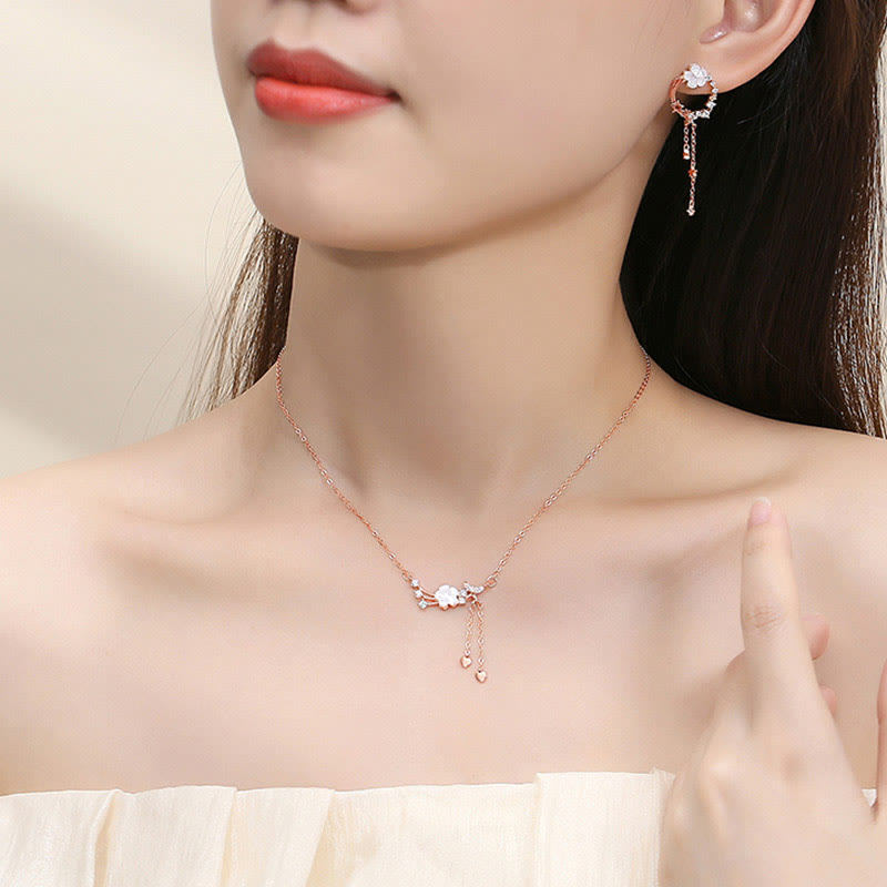 KarmaRipple's 925 Sterling Silver Flower Butterfly Love Pendant Necklace Earrings Set p8