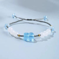 KarmaRipple's Authentic Aquamarine PiXiu Hetian Ivory Jade Balancing Bracelet
