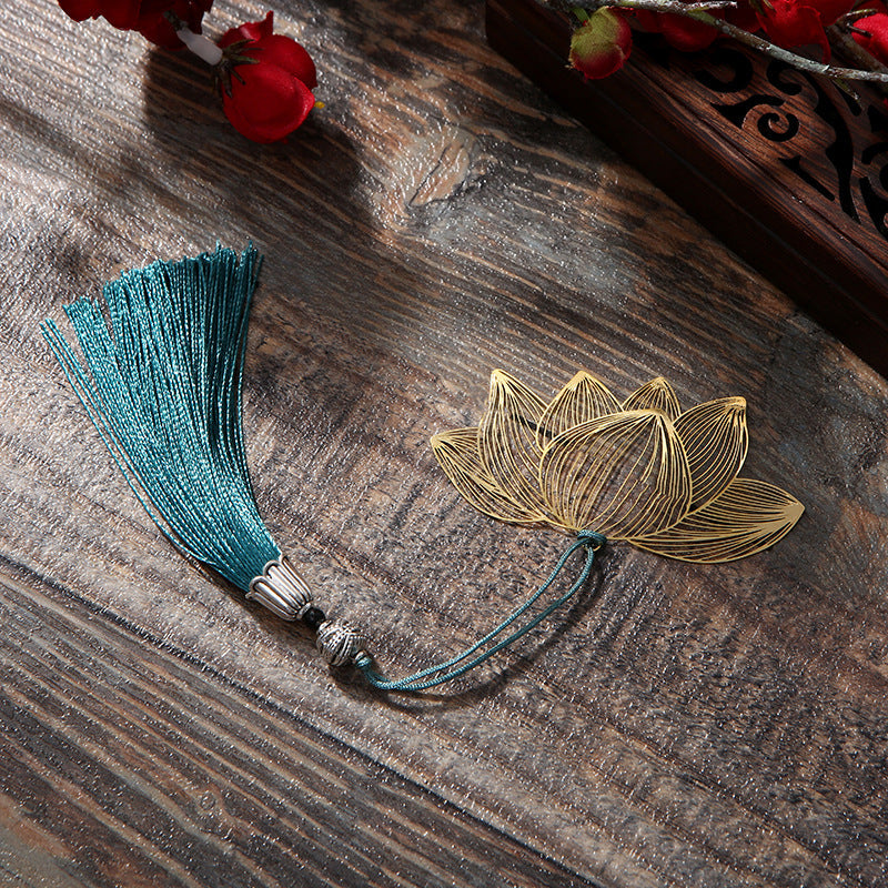 KarmaRipple's Lotus Flower New Beginning Metal Brass Hollow Bookmark p2