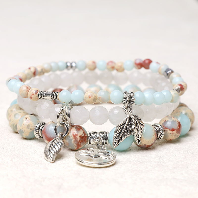 KarmaRipple's 3PCS Authentic Quartz Gemstone Beaded Balancing Energy Lotus Bracelet p7