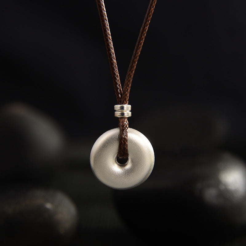 KarmaRipple's 999 Sterling Silver Round Peace Buckle Protection Pendant Necklace p9