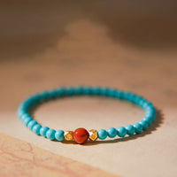 KarmaRipple's Turquoise Red Agate Beaded Protection Bracelet