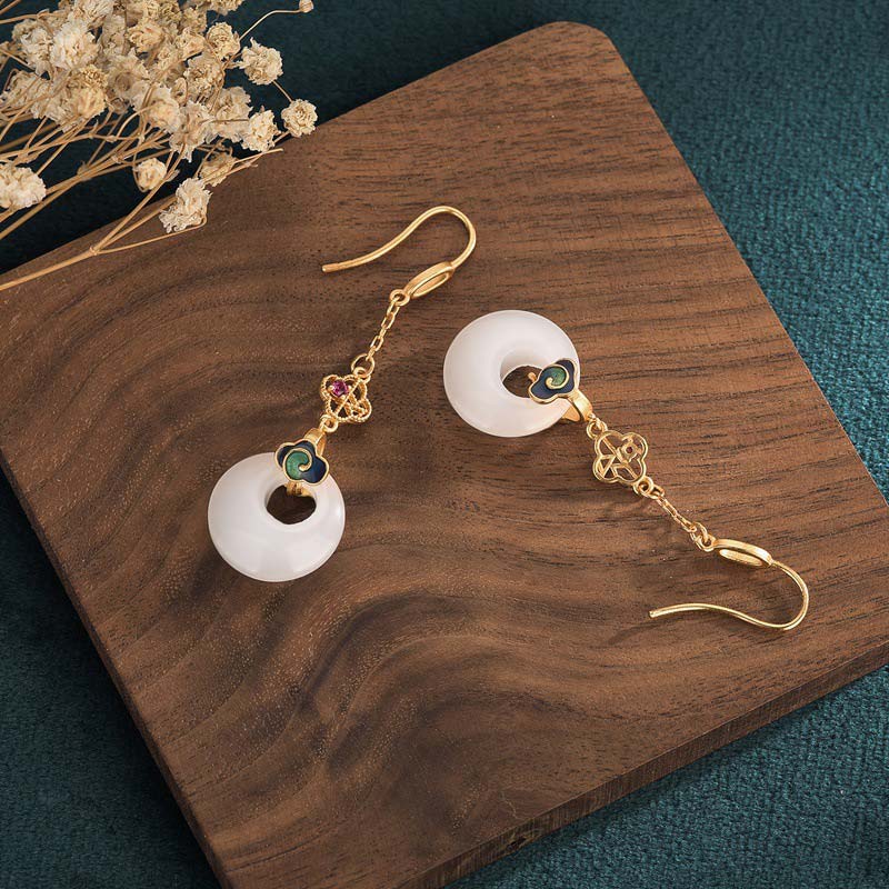 KarmaRipple's FengShui Ivory Jade Blessing Drop Earrings p16