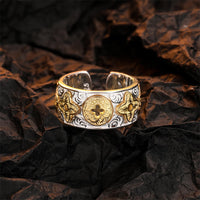 KarmaRipple's 925 Sterling Silver Vintage Tang Dynasty Flower Design Fortune Ring
