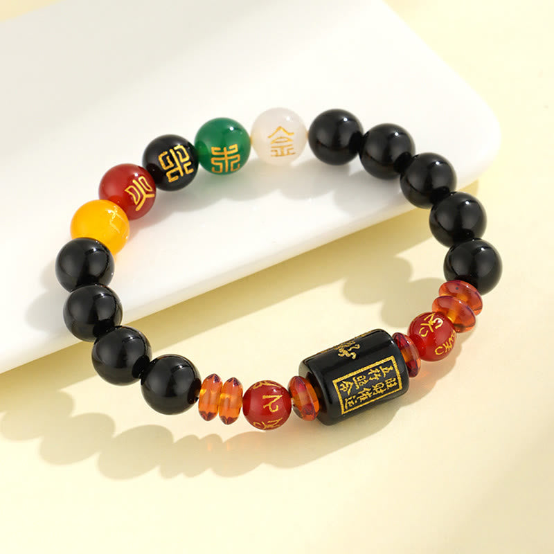 KarmaRipple's Five Elements Black Onyx Red Agate Wisdom Wealth Bracelet p5