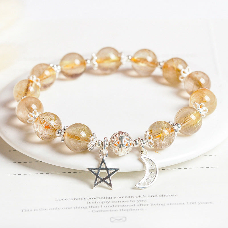 KarmaRipple's 925 Sterling Silver Authentic Citrine Happiness Moon Star Talisman Bracelet p13