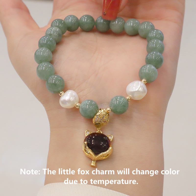 KarmaRipple's Jade Pearl Color-Changing Fox Talisman Fortune Bracelet p5