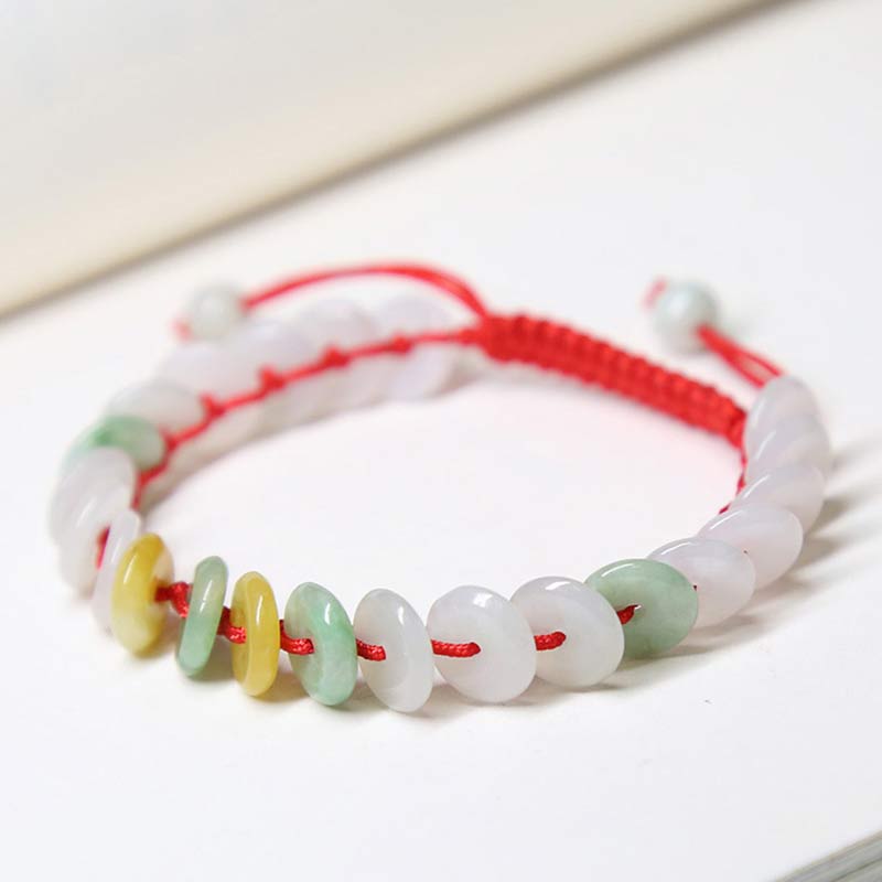 KarmaRipple's Round Jade Fortunate Red String Weave Bracelet p4