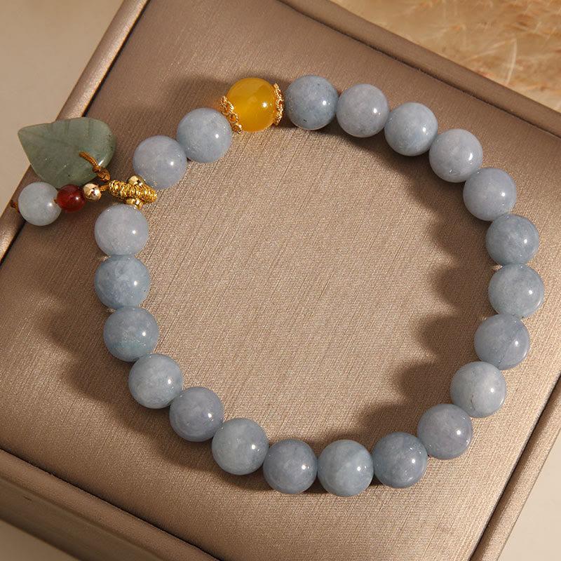 KarmaRipple's Aquamarine Jade Leaf Balancing Talisman Bracelet p9