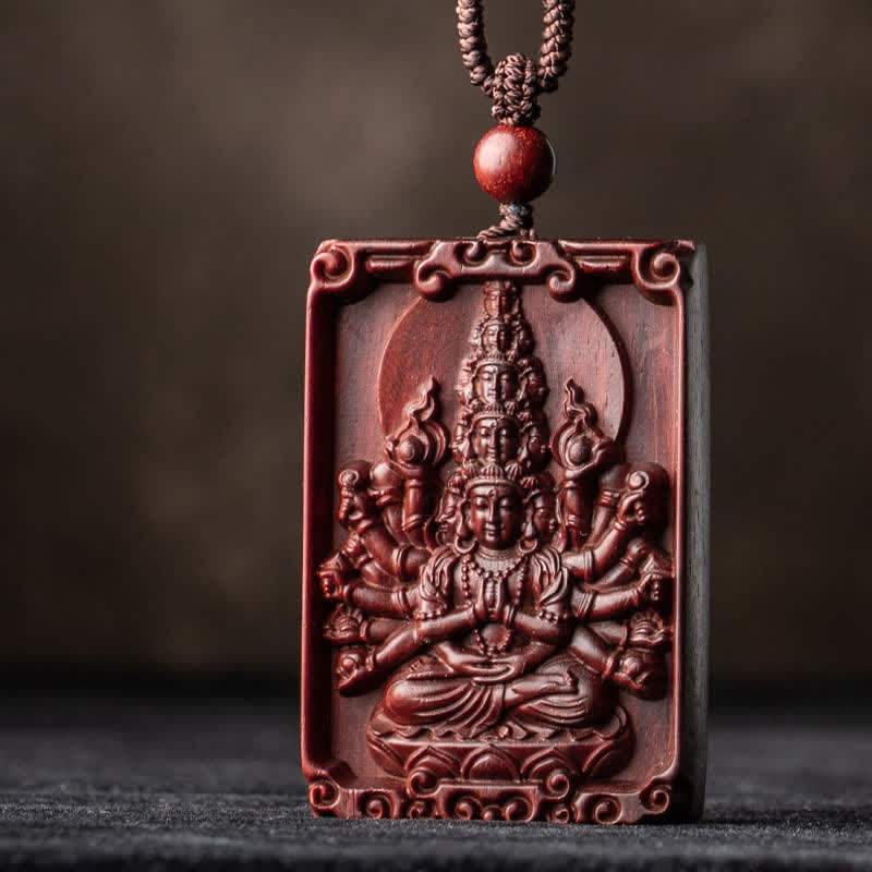 KarmaRipple's Chinese Zodiac Natal Buddha Small Leaf Red Sandalwood Protection Pendant Necklace p20
